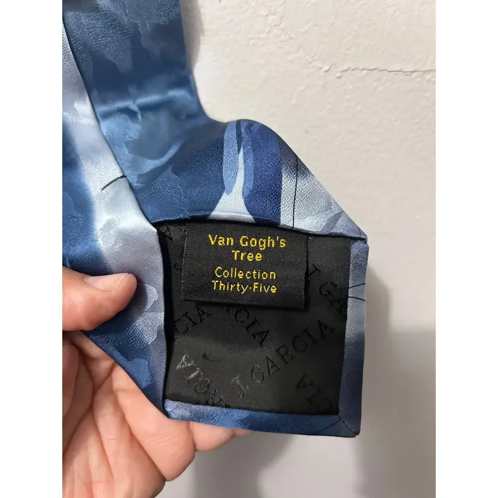 Van Gogh's Tree Collection Art Tie Blue Abstract 100% Silk Necktie Garcia Estate